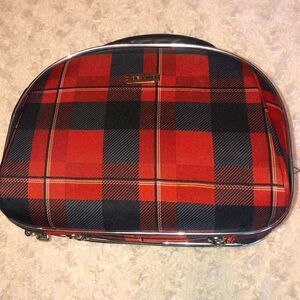 DeJuno Plaid Cosmetic Bag case Toiletry Overnight Make-up Bag NWOT